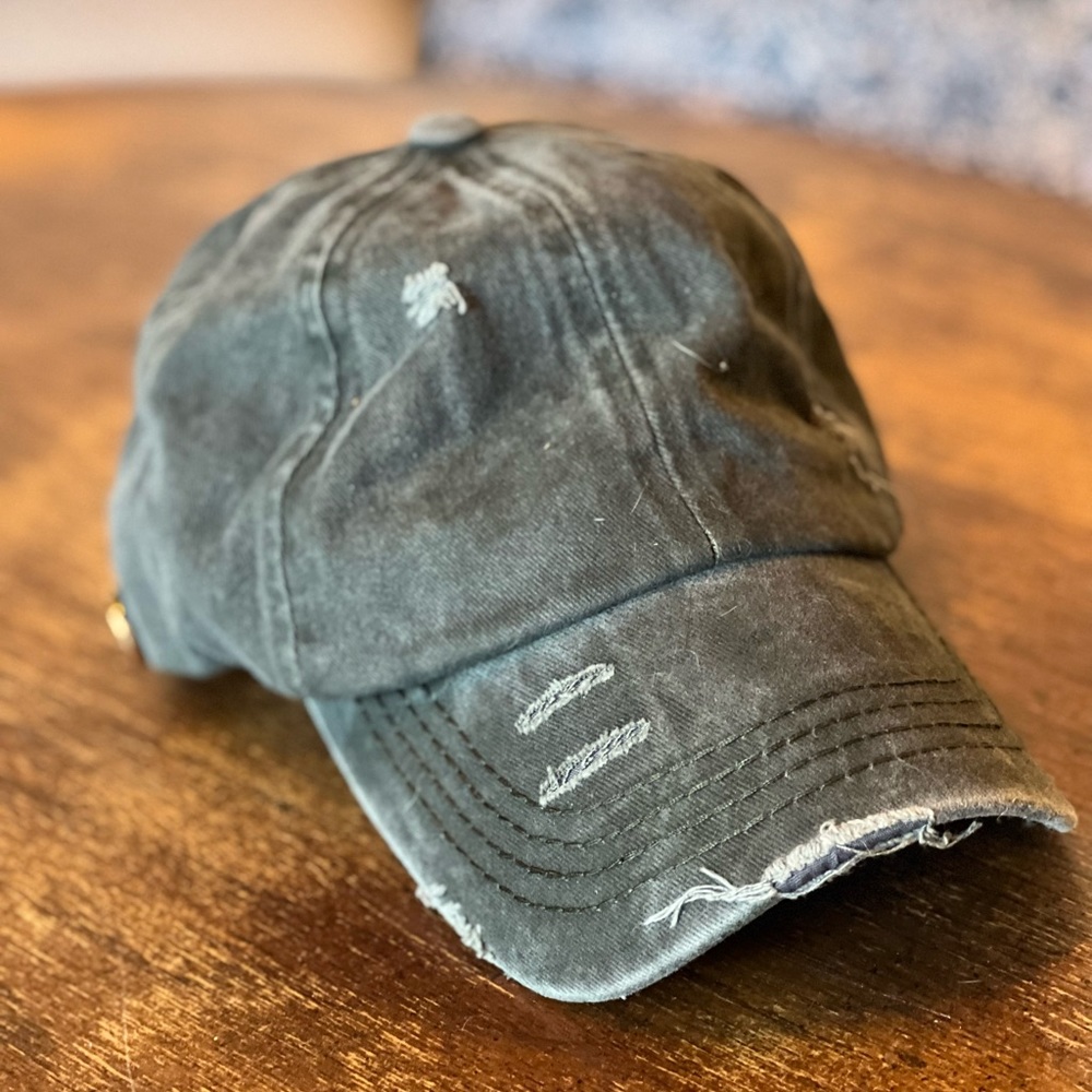 Distressed CC portal ponytail baseball cap